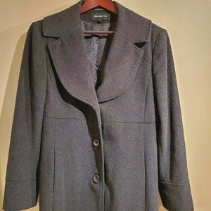 JONES NEW YORK Women's Winter Coat Charcoal Size 14 Full Length 65% Wool Blend